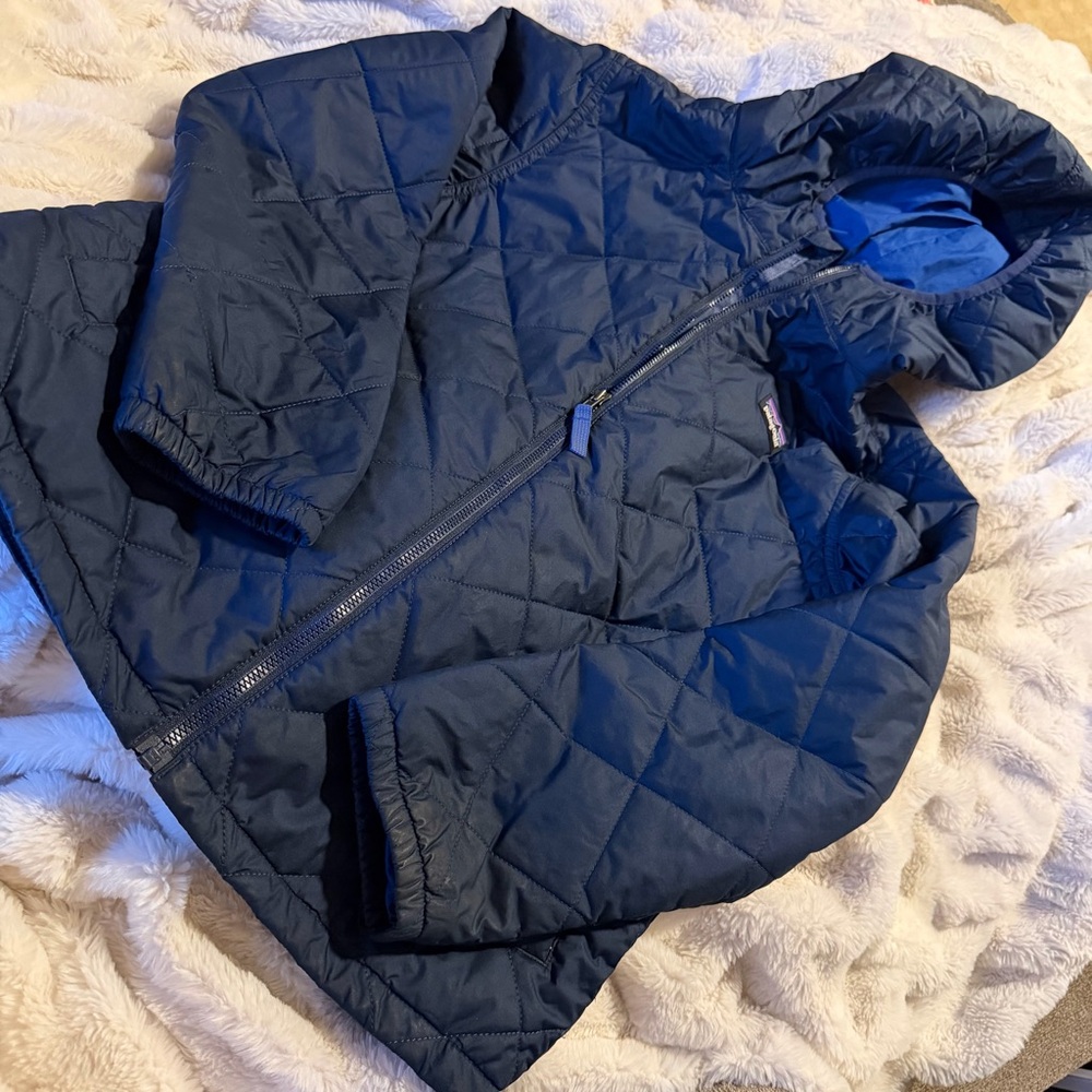 Patagonia Kids Size Large Coat Puffer Navy (12) Winter Jacket Full Zip Hooded
